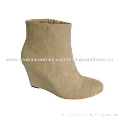 Ladies' Boots, Nubuck PU Upper and Wedge Heel, Trendy Style for Autumn/Winter, OEM Orders Welcomed